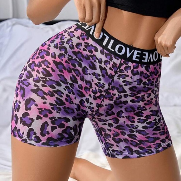 High Waist Sports Camouflage Print Contrast  Letter Webbing Stitching Boyshorts - Picture 4 of 4